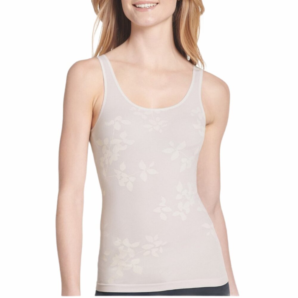 NWOT Jockey White Eco-Comfort Tank Top with Floral Pattern Medium